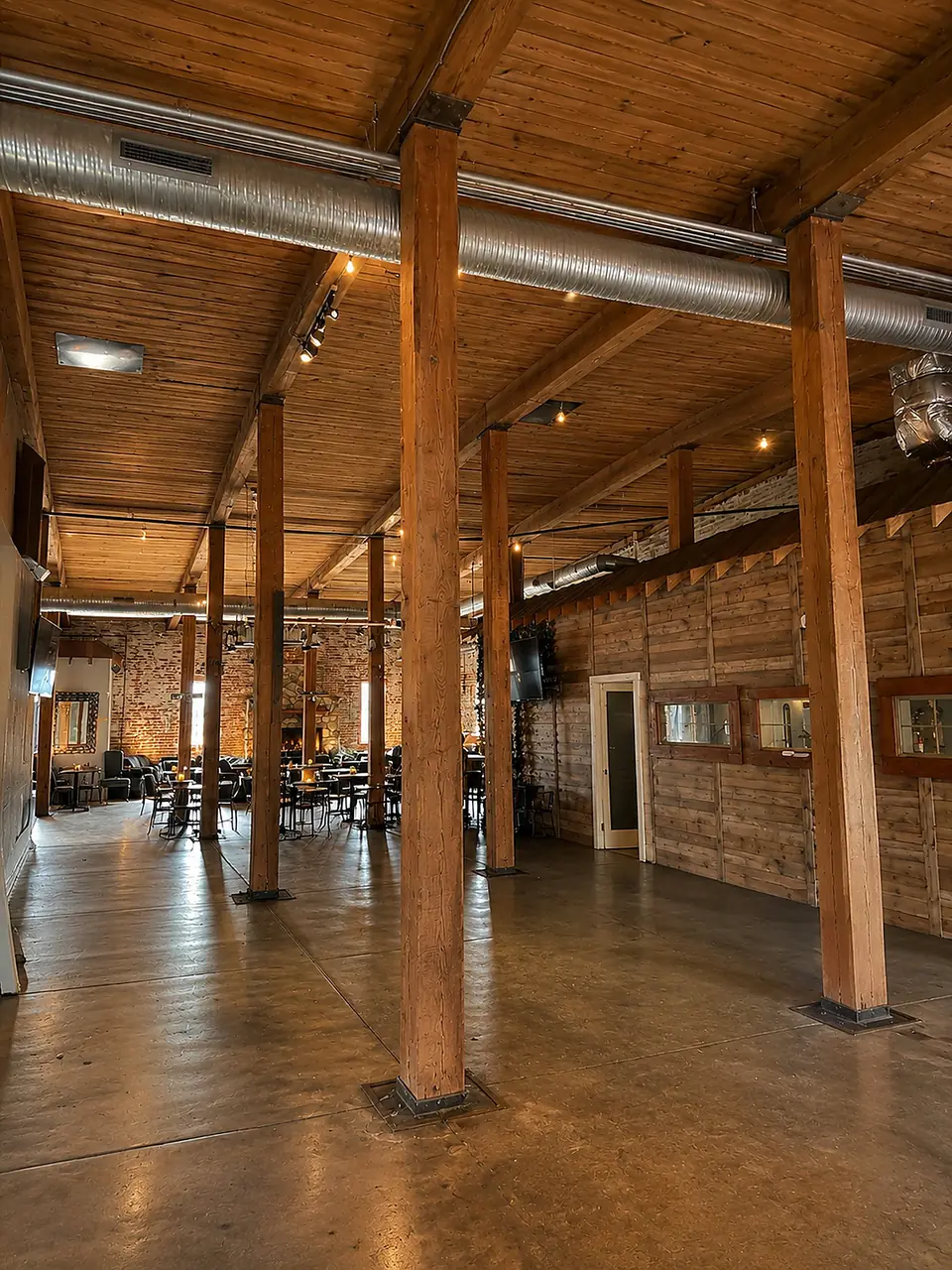 Open event hall with timber columns